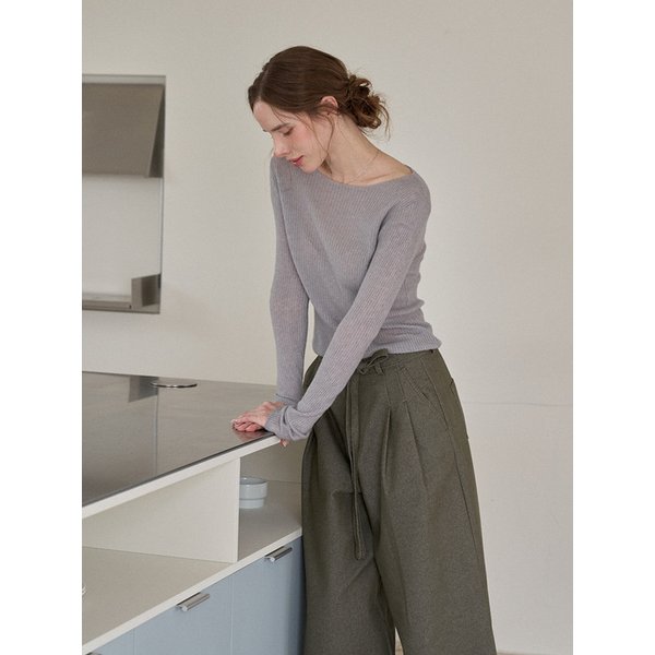 Boat neck ribbed pullover