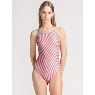 애디블 Sweet stripe X-back blue peach