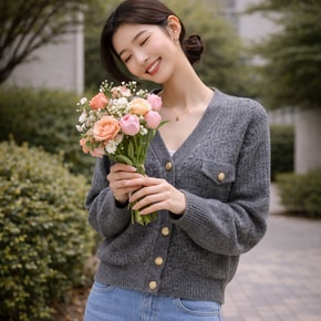 JS2E1CD501[ V넥 스팽글가디건 ]