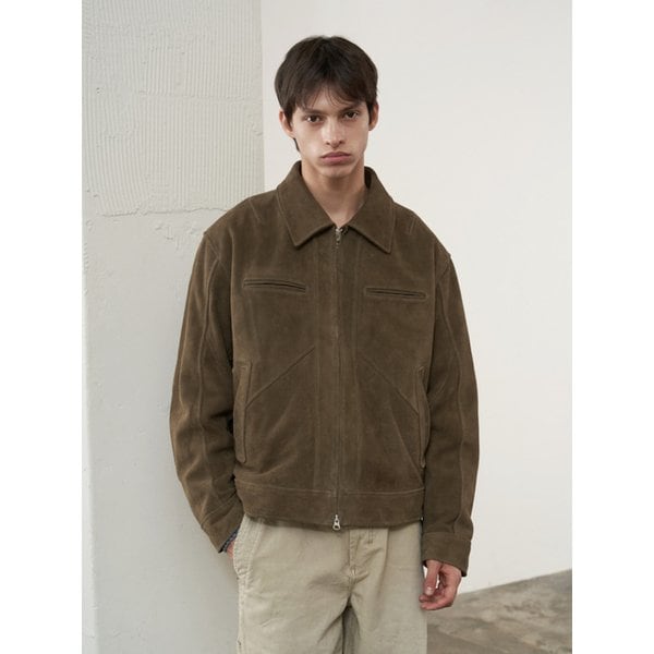 [리얼레더] 스웨이드 레이어 자켓 (카키브라운)