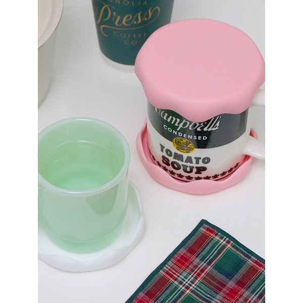 홈카페 스노우 실리콘 밀폐 컵뚜껑 컵받침대