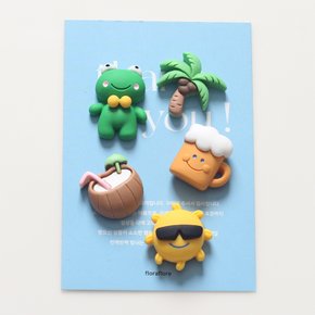 작지만 강력한 냉장고자석 세트(썸머개굴5pcs) 귀여운 마그넷 현관문 칠판 자석