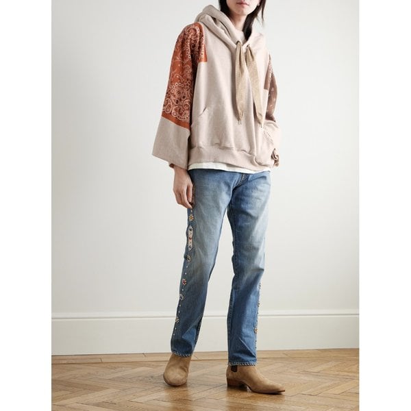 반다나 프린트 코튼 저지 후드 티셔츠 46376663162925175