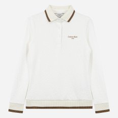 Calvin Klein 캘빈클라인 골프 여성 자카드 긴팔 폴로 카라 티셔츠 아이보리 CA2PL230312