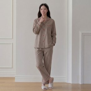 여성 국내산 순면 개버딘 9부 잠옷 상하세트 케드 카라