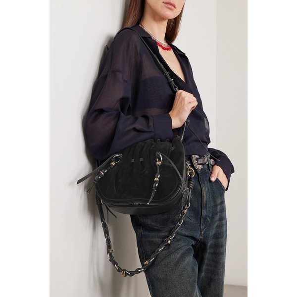 볼튼 태슬 가죽 트리밍 스웨이드 숄더백 46376663162986566