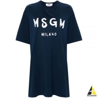 MSGM 엠에스지엠 24 브러쉬드 로고 반팔 원피스 (3641MDA510 247002 89)