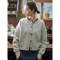 MULTI TONE ROUND NECK CARDIGAN [GRAY]