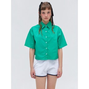 Wide Crop Half Shirts - Green