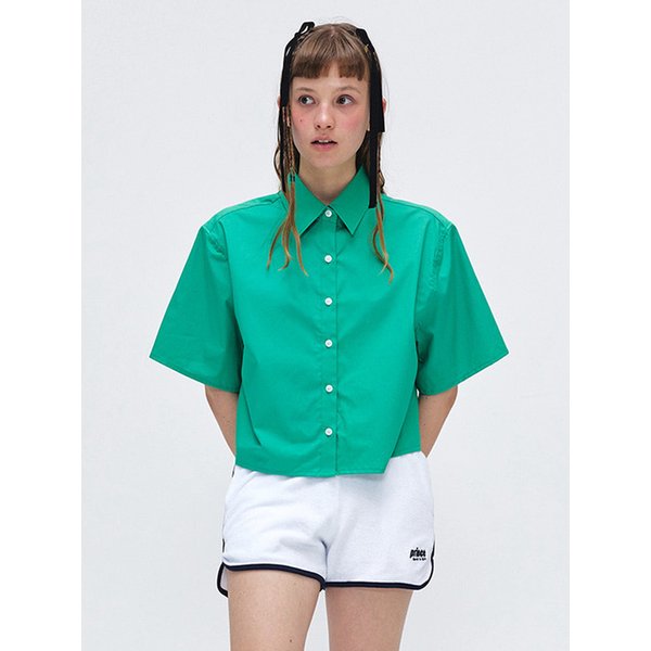 Wide Cropped Half Shirt_Green