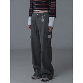 WIDE STRING CARGO PANTS_CHARCOAL