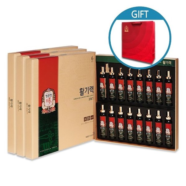 활기력 20ML 16입 3세트 쇼핑백 포함-6년근홍삼 선물세트 홍삼원 홍삼원골드