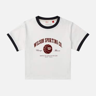윌슨 우먼 링거 크롭 티셔츠/WHT/W253002NTS72