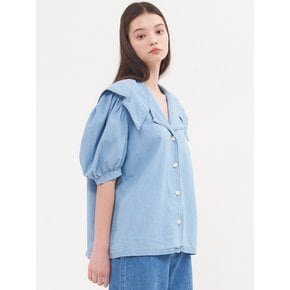 planet-115 Big collor denim blouse_light blue