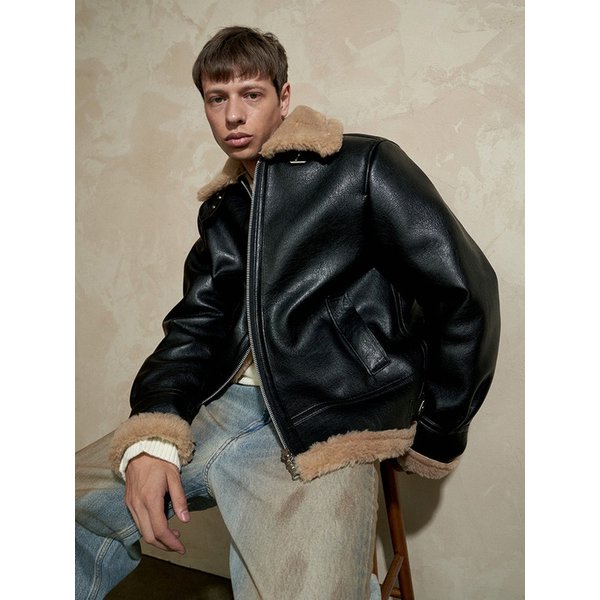 프리미엄 스탠다드 B3 무스탕 자켓 맨 (블랙)