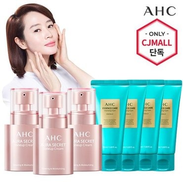 AHC [CJ 단독] AHC 아우라 시크릿 톤업크림 30g 3개+클렌징폼 50ml 4개