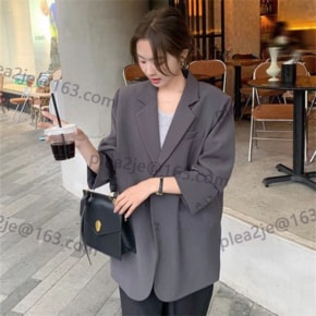 여성 데일리 뒷트임 루즈핏 싱글 정장 자켓
