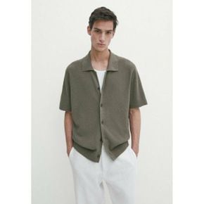 5077189 Massimo Dutti SHORT SLEEVE WITH BUTTONS - Cardigan khaki