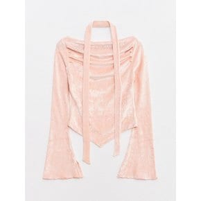 Shine Velvet Drape Cubic Top Pink