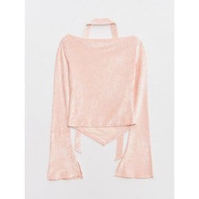 Shine Velvet Drape Cubic Top Pink