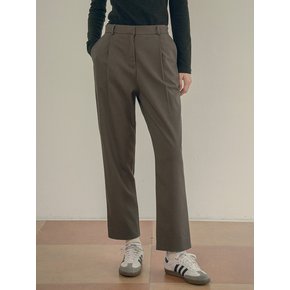 P3176 Wool one-tuck tapered slacks_Brown