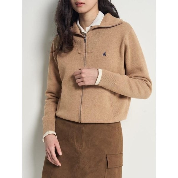 이중지 집업 카디건  옐로이시 브라운 (BF615AC06B)