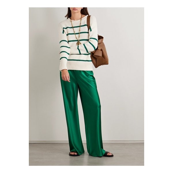 라 리뉴 콜비 새틴 와이드 팬츠 에메랄드 1647597354768190