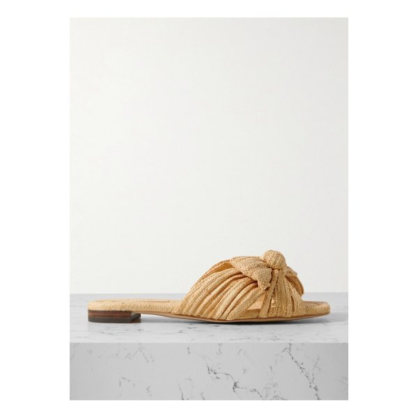 로플러 랜달 타프네 보우 장식 플리츠 라피아 슬라이더 베이지 1647597332191405
