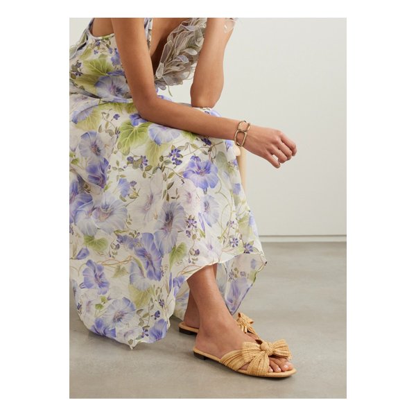 로플러 랜달 타프네 보우 장식 플리츠 라피아 슬라이더 베이지 1647597332191405