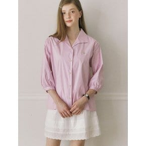 Collar Stripe Cotton Shirt - Pink Stripe