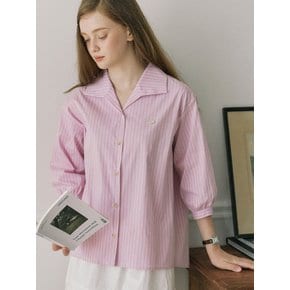 Collar Stripe Cotton Shirt - Pink Stripe