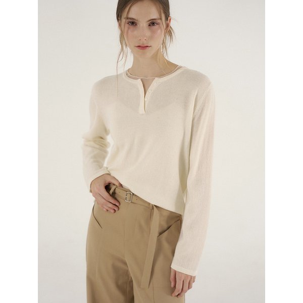 시어 레이어드 울 100 스웨터 - 아이보리