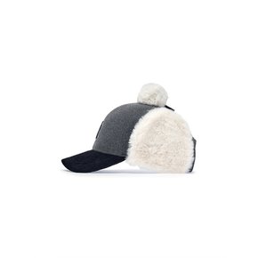(공식)25FW 베이직 배색 멜톤 폼폼 귀달이캡 NY (D.Melange Grey)