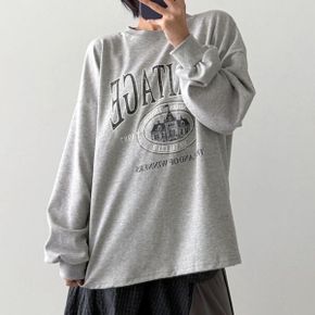 헤리티지레터링 라운드박스트임 긴팔롱티셔츠 가을데일리 빅사이즈 오버핏 면캐주얼_P438392606