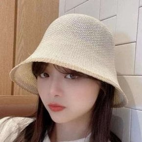 [애슬릿] 여름 니트 버킷햇 배색 여성 자외선 차단 골프 벙거지