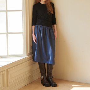 Shirring Flare Skirt Blue