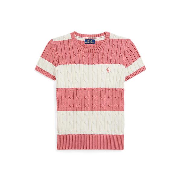 폴로 키즈 여아 7-16세 스트라이프 케이블 니트 코튼 스웨터(CWPOSWEG6820620650)