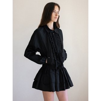 더티스 CANULE NYLON FRILL SHIRRING  SKIRT_TT5S504BK