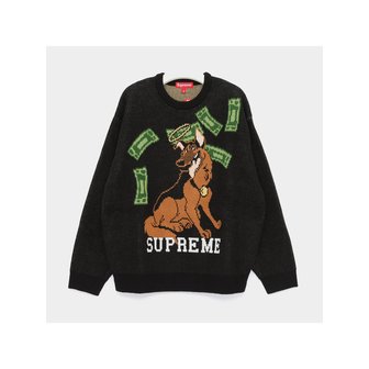 슈프림 25FW 자수로고 올 독스 고 투 헤븐 스웨터 남성 니트 FW25SK55 BLACK