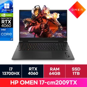 HP OMEN 17-cm2009TX i7 13세대 윈도우탑재 RTX4060 게이밍 노트북 (64GB/1TB) ON