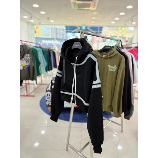 [여주점] 여성크롭 시접라인 크롭후드집업 ,블랙JGZZ40903