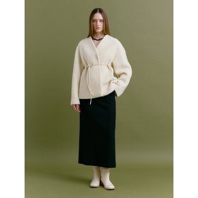 BELTED HALF-NECK JACKET (cream ivory)