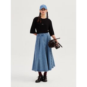 Printed Color Denim Hool Long Denim Skirt_LFPDA24230BUX