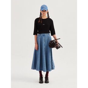 Printed Color Denim Hool Long Denim Skirt_LFPDA24230BUX