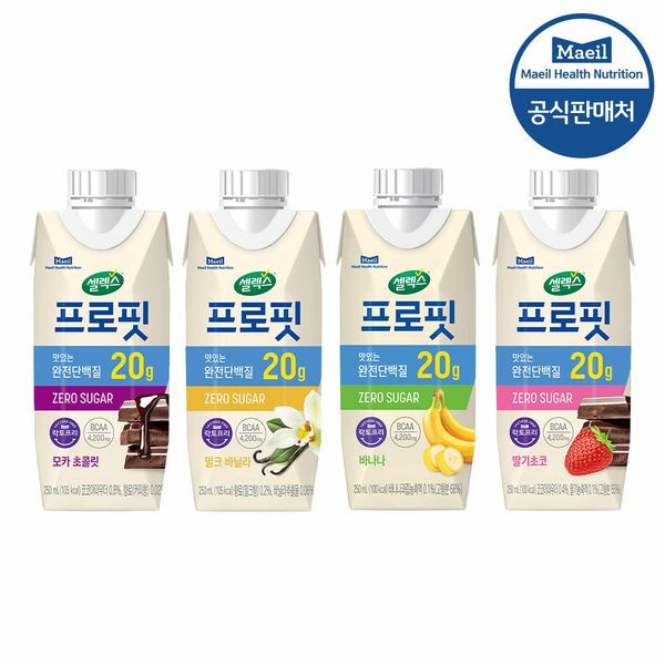 프로핏 완전단백질 4종 맛보기 (모카초코5팩+바닐라5팩+바나나4팩+딸기초코4팩) (총18팩)