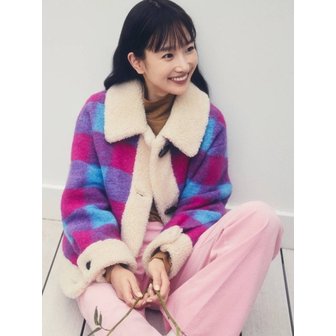 베네통 체크 더플 울 코트_BAJP60561PK