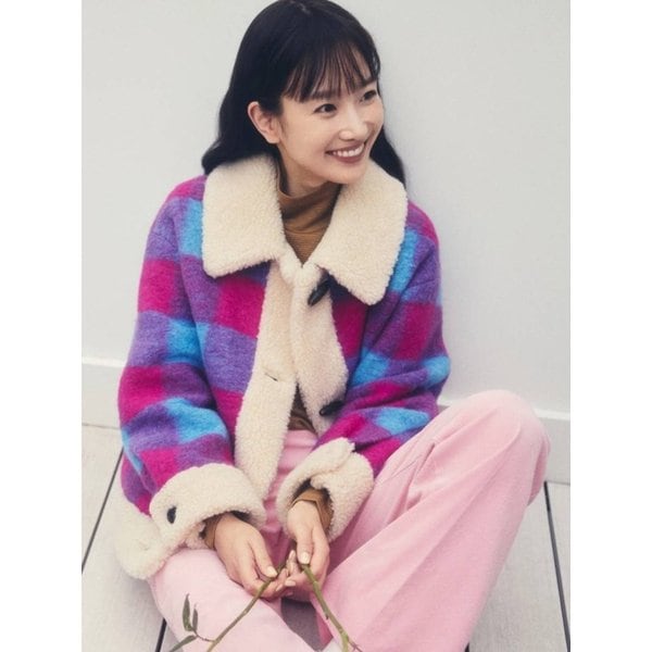 체크 더플 울 코트_BAJP60561PK