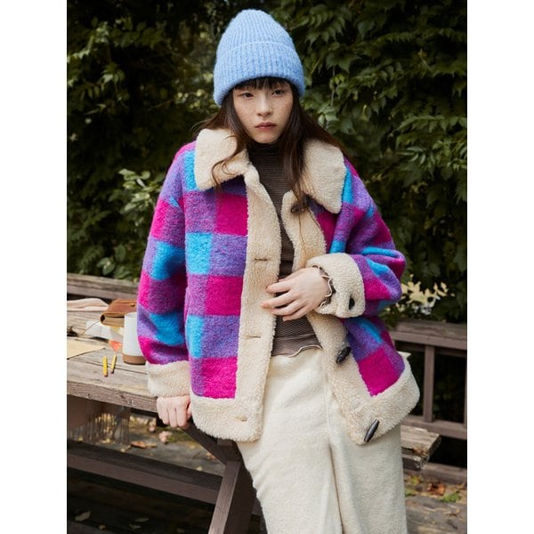 체크 더플 울 코트_BAJP60561PK