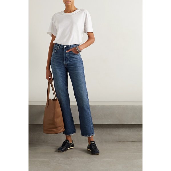 `90s Pinch Waist High-rise Straight-leg Organic Jeans 다크 데님