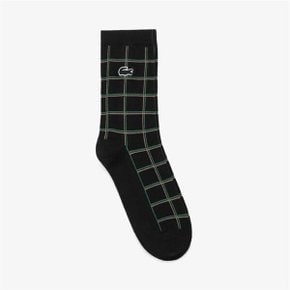 LACOSTE 라코스테 여성 중기장 그리드 체크 양말 (RA011E)031